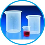 Beakers, PP, low form, embossed graduations